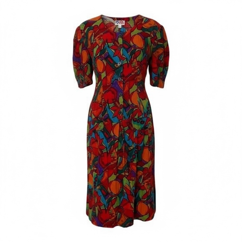 Vintage‎ MIC Fashion 100% Cotton Floral Button Front Women's Romper, Size 40